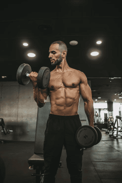Athlete lifting a dumbbell
